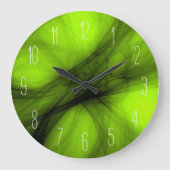 Fumée noire Abstraite - Lime Green Grande horloge (Recto)