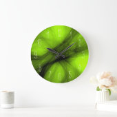 Fumée noire Abstraite - Lime Green Grande horloge (Maison)