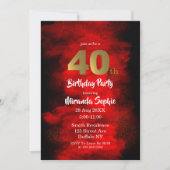 Fumée noire et rouge 40e anniversaire Invitations (Devant)