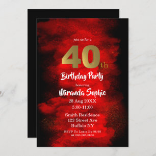 Fumée noire et rouge 40e anniversaire Invitations