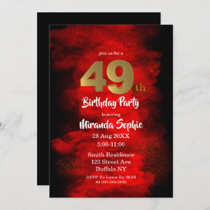 Fumée noire et rouge 49e anniversaire Invitations