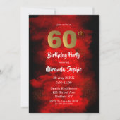 Fumée noire et rouge 60e anniversaire Invitations (Devant)