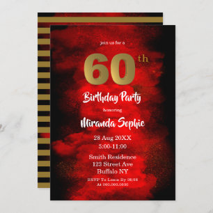 Fumée noire et rouge 60e anniversaire Invitations
