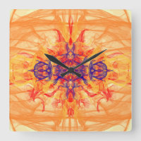 FUMÉE ORANGE - Art Fractal - Horloge murale Carré