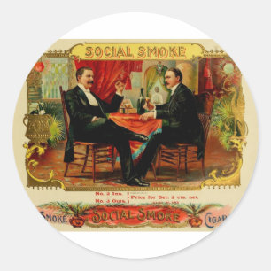 FUMÉE SOCIALE Étiquette vintage boîte à cigares (L