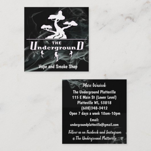 Fumer Les Cartes de visite souterrains (Devant / Derrière)