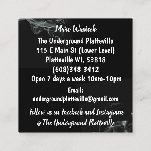 Fumer Les Cartes de visite souterrains (Dos)