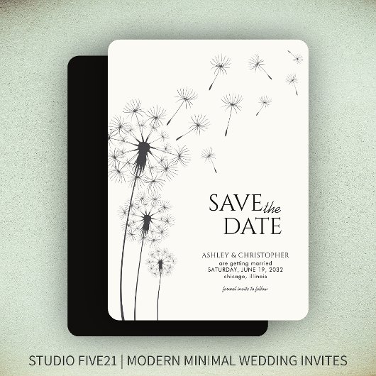 Fumer Noir Dandelion Mariage Enregistrer la carte