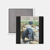 Fumkey Mountain Ours Noir Pêche Frigo Magnet (Recto/Verso)