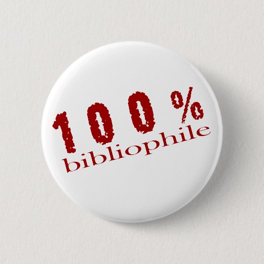 Fun 100% Bibliophile T-shirt Ronde Button 5,7 Cm (Voorkant)