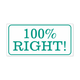 Fun "100% RECHTS!" Schoolleraar Rubber Stamp Zelfinktende Stempel