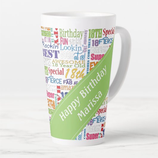 Fun 18th Birthday Party Favors Personalized Latte Mok (Rechterhoek)