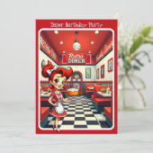 Fun 1950s Retro Diner Birthday Cake Red Kaart (Staand voorkant)
