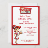 Fun 1950s Retro Diner Birthday Cake Red Kaart (Achterkant)