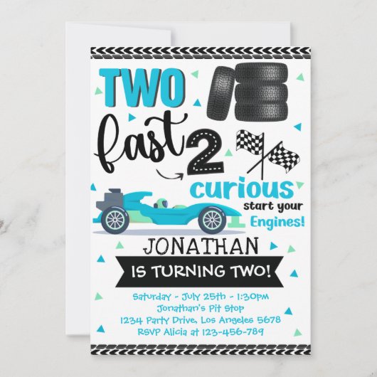 Fun 2nd Birthday Race Car Driver Kaart (Voorkant)