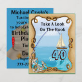 FUN 40e anniversaire Invitations de pêche pour les (Devant / Derrière)