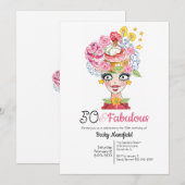 Fun 50 & Fabulous Lady Pet Multi Pink Kaart (Voorkant / Achterkant)