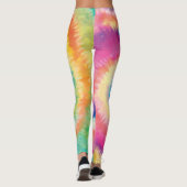 Fun 60s Tie Dye Kleurrijke Hippie Peace Love Swirl Leggings (Achterkant)
