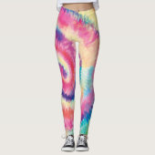 Fun 60s Tie Dye Kleurrijke Hippie Peace Love Swirl Leggings (Voorkant)