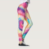 Fun 60s Tie Dye Kleurrijke Hippie Peace Love Swirl Leggings (Rechts)