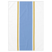 Fun 70s Lichtblauw Bruin Racing Stripes op Wit Tafelkleed (Voorkant)