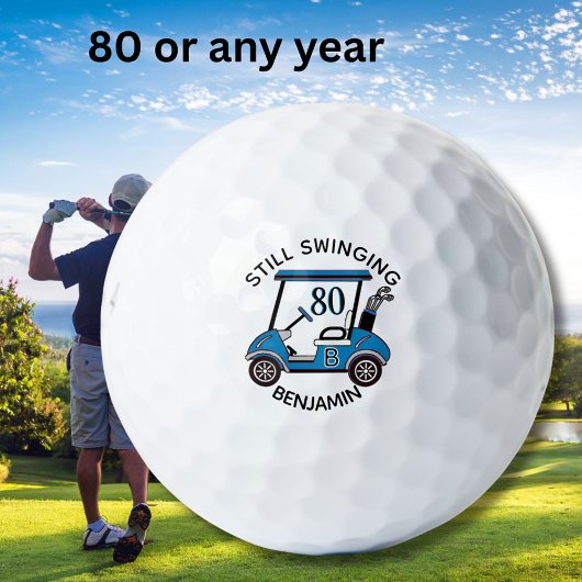 Fun 80TH Birthday Party Custom Cart Monogram Name  Golfballen