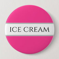 Fun Aardbei ICE CREAM Pink White Stripes Button