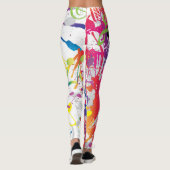 Fun Abstract met Paint Splashes en Musical Notes Leggings (Achterkant)