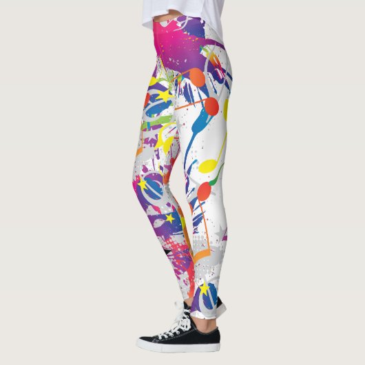 Fun Abstract met Paint Splashes en Musical Notes Leggings (Links)