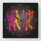 Fun Abstract multikleurendansen Vierkante Klok (Voorkant)