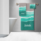 Fun Abstract Sunset Beach Shell & Name Bad Handdoek