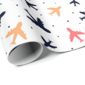 Fun Airplane Travel Pattern Colorful Jets Cadeaupapier (Rol Hoek)