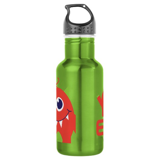 Fun alien genaamd groene oranje kinderen waterfles (Achterkant)