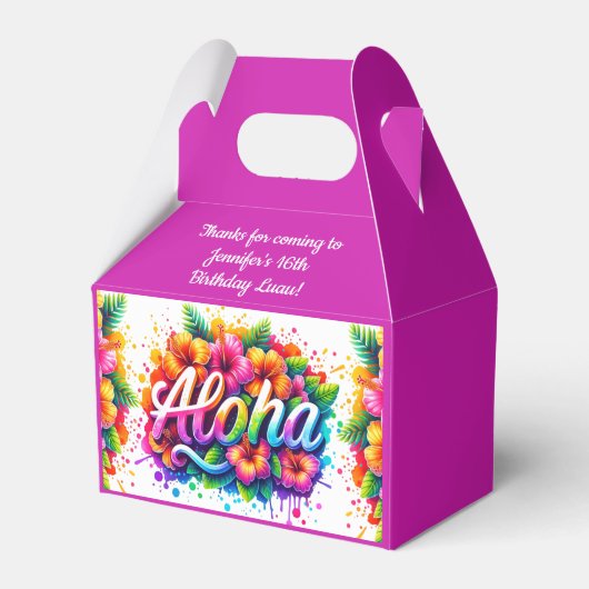 Fun Aloha Tropical Verjaardag Luau Bedankdoosjes (Voorkant Zijde)