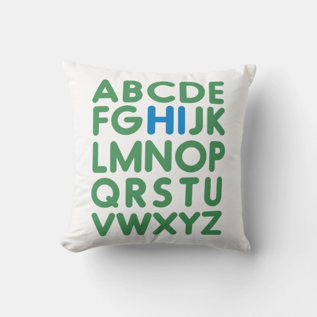 Fun Alphabet Typography Simple Green Blue Kussen (Voorkant)