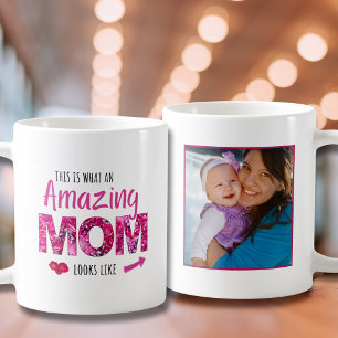 Fun Amazing Mom - Roze fotocadeau voor nieuwe moed Koffiemok
