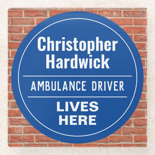 Fun Ambulance Driver Wall Plaque Style Glazen Onderzetter (Voorkant)