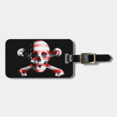 Fun American Pirate Skull Custom Name and Address Bagagelabel (Voorkant horizontaal)