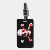 Fun American Pirate Skull Custom Name and Address Bagagelabel (Voorkant verticaal)