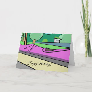 Fun and Colorful Cartoon Kayak Happy Birthday Card Kaart