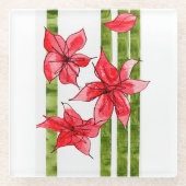 FUN AND FABULOUS POINSETTA CHRSITMAS COASTER GLAZEN ONDERZETTER (Voorkant)