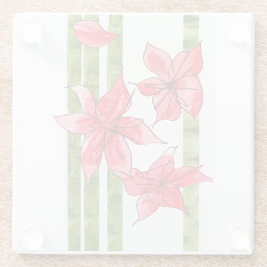 FUN AND FABULOUS POINSETTA CHRSITMAS COASTER GLAZEN ONDERZETTER (Achterkant)