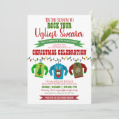 Fun and Festive Ugly KerstSweater Party Kaart (Staand voorkant)