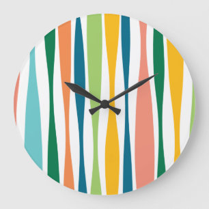 Fun and Funky Bold Colorful Striped Grote Klok