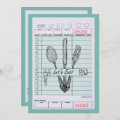 Fun and Funky Dinner Party Kaart (Voorkant / Achterkant)