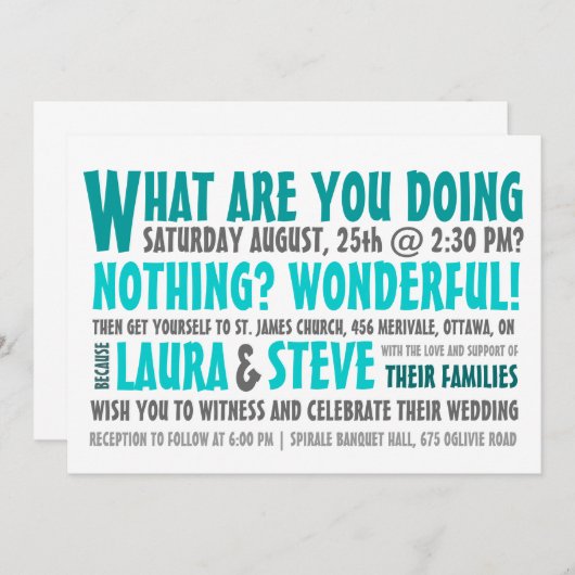 Fun and Modern Weddenschap - Elke kleur Kaart (Voorkant / Achterkant)