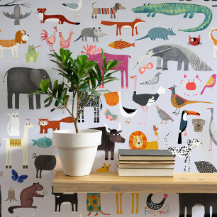 Fun Animal Art Behang