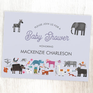 Fun Animal Baby shower Uitnodiging Briefkaart