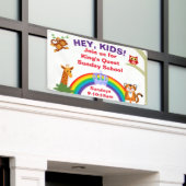 Fun Animal Sunday School Banner (Buitenkant Gebouw)