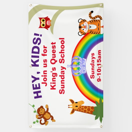 Fun Animal Sunday School Banner (Verticaal)